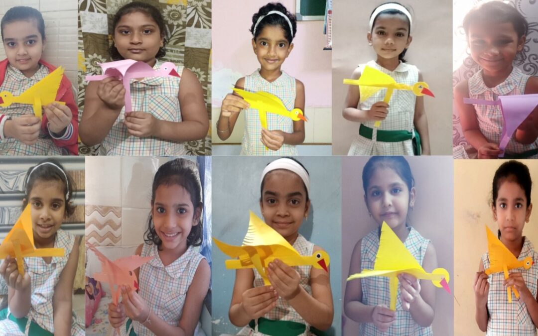 Paper Flying Bird making activity (Std. I)